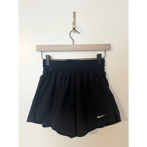 NIKE Dri-Fit High Waisted 3" 2 in 1 Shorts Black Built In Biker Shorts Pocket XS